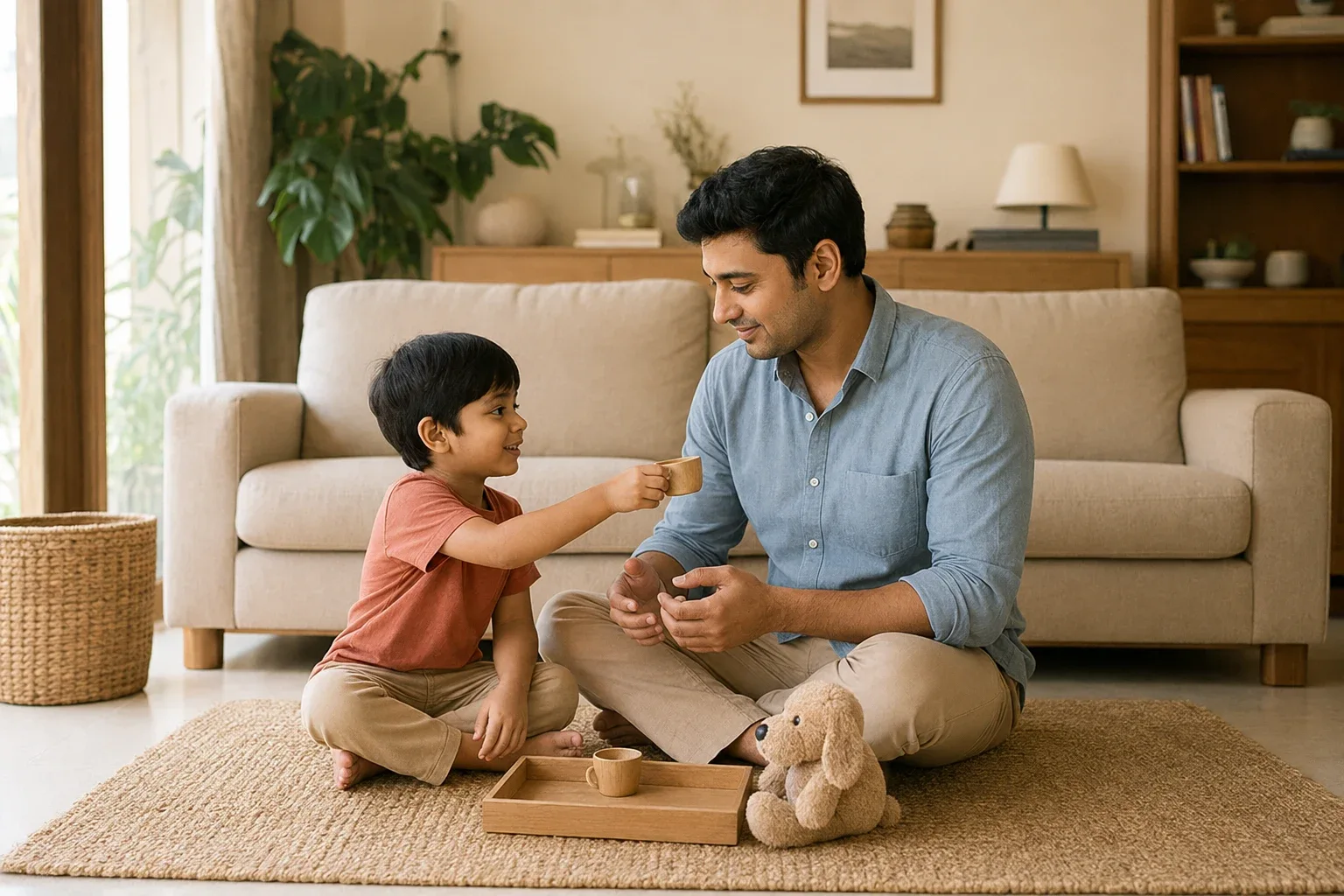 Family practising learning through play at home